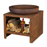 Laužavietė su vieta malkoms, rūdžių spalvos, 62cm