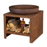 Laužavietė su vieta malkoms, rūdžių spalvos, 62cm