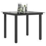 Sodo stalas, juodas, 80x80x74cm, aliuminis ir stiklas