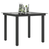 Sodo stalas, juodas, 80x80x74cm, aliuminis ir stiklas