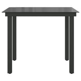Sodo stalas, juodas, 80x80x74cm, aliuminis ir stiklas