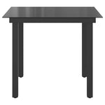 Sodo stalas, juodas, 80x80x74cm, aliuminis ir stiklas