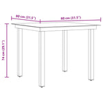 Sodo stalas, juodas, 80x80x74cm, aliuminis ir stiklas