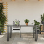 Sodo stalas, juodas, 150x90x74cm, aliuminis ir stiklas