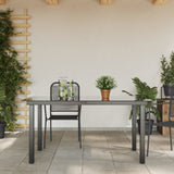 Sodo stalas, juodas, 150x90x74cm, aliuminis ir stiklas
