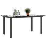 Sodo stalas, juodas, 150x90x74cm, aliuminis ir stiklas