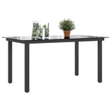 Sodo stalas, juodas, 150x90x74cm, aliuminis ir stiklas