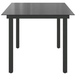 Sodo stalas, juodas, 150x90x74cm, aliuminis ir stiklas