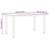 Sodo stalas, juodas, 150x90x74cm, aliuminis ir stiklas