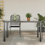 Sodo stalas, juodas, 150x90x74cm, aliuminis ir stiklas