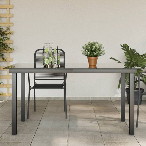 Sodo stalas, juodas, 150x90x74cm, aliuminis ir stiklas