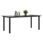 Sodo stalas, juodas, 190x90x74cm, aliuminis ir stiklas