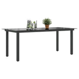 Sodo stalas, juodas, 190x90x74cm, aliuminis ir stiklas