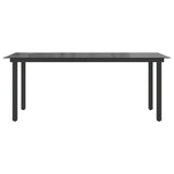 Sodo stalas, juodas, 190x90x74cm, aliuminis ir stiklas