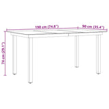 Sodo stalas, juodas, 190x90x74cm, aliuminis ir stiklas