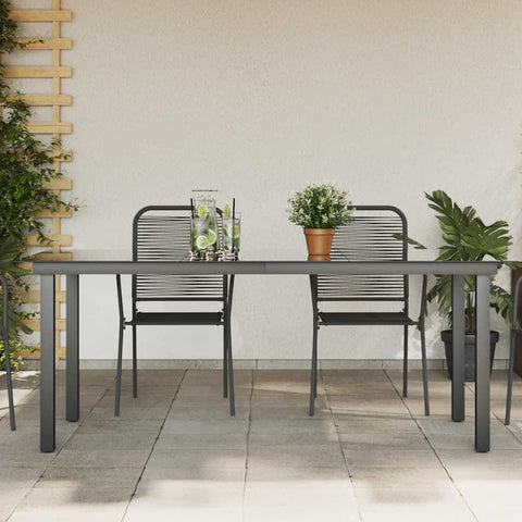 Sodo stalas, juodas, 190x90x74cm, aliuminis ir stiklas