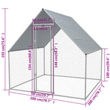 Lauko narvas viščiukams, cinkuotas plienas, 2x2x1,92 m