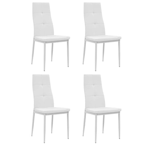Valgomojo kėdės, 4vnt., baltos spalvos, dirbtinė oda