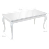 Valgomojo stalas, baltas, 179x89x81 cm, labai blizgus