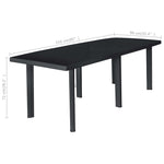 Sodo stalas, antracito spalvos, 216x90x72cm, plastikas