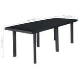 Sodo stalas, antracito spalvos, 216x90x72cm, plastikas