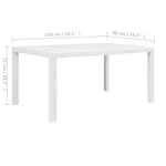 Sodo stalas, baltos sp., 150x90x72 cm, plastikas, rat. imit.