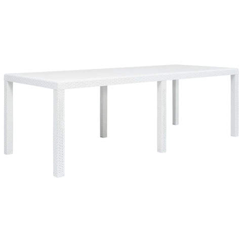 Sodo stalas, baltas, 220x90x72cm, plastikas, ratano imitacija