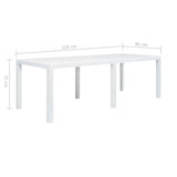 Sodo stalas, baltas, 220x90x72cm, plastikas, ratano imitacija