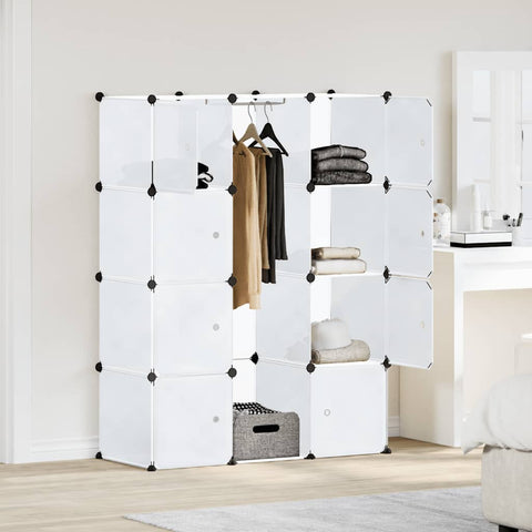 Modulinė spinta, 9 skyrių, balta, 109x36,5x143 cm