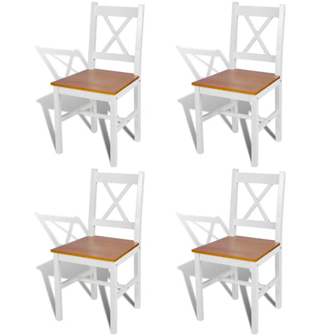 Valgomojo kėdės, 4 vnt., baltos, pušies mediena