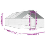 Lauko narvas viščiukams, 2,75x6x1,92 m, galvanizuotas plienas