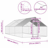 Lauko narvas viščiukams, 2,75x6x1,92 m, galvanizuotas plienas