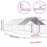 Lauko narvas viščiukams, 2,75x8x1,92 m, galvanizuotas plienas