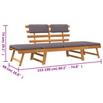 2-1 Sodo sofa su pagalvėmis, 190cm, akacijos medienos masyvas