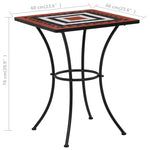 Mozaikinis bistro staliukas, terakotos ir balta, 60cm, keramika