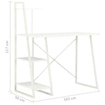 Stalas su lentyna, baltos spalvos, 102x50x117cm