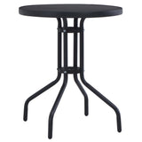 Sodo stalas, juodos spalvos, 60cm, plienas ir stiklas