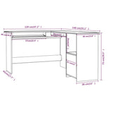 Kampinis stalas, betono, 120x140x75cm, mediena, L formos