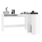 Kampinis stalas, baltas, 120x140x75cm, mediena, L formos