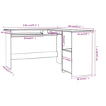 Kampinis stalas, baltas, 120x140x75cm, mediena, L formos