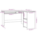 Kampinis stalas, baltas, 120x140x75cm, mediena, L formos