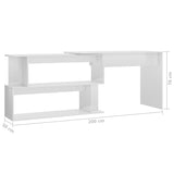 Kampinis rašomasis stalas, baltas, 200x50x76cm, mediena