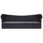 Lauko sofa-lova su stogeliu, juodos spalvos, poliratanas