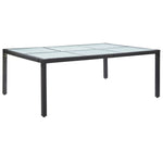 Lauko valgomojo stalas, juodas, 200x150x74cm, poliratanas