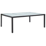 Lauko valgomojo stalas, juodas, 200x150x74cm, poliratanas