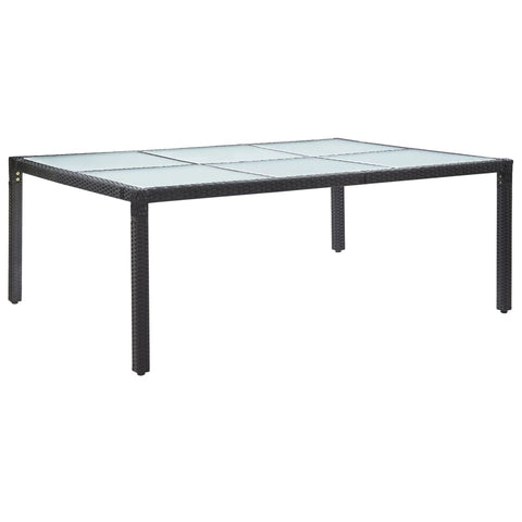 Lauko valgomojo stalas, juodas, 200x150x74cm, poliratanas