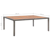 Sodo stalas, pilkas, 200x150x74cm, poliratanas ir akacija