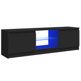 TV spintelė su LED apšvietimu, juodos spalvos, 120x30x35,5cm