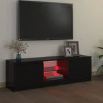 TV spintelė su LED apšvietimu, juodos spalvos, 120x30x35,5cm