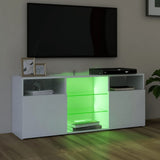Televizoriaus spintelė su LED apšvietimu, balta, 120x30x50cm